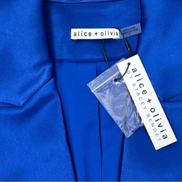 NWT Alice + Olivia Denny Cuffed Sleeve Blazer 6 Royal Blue Tailored Power Jacket - Picture 5 of 15